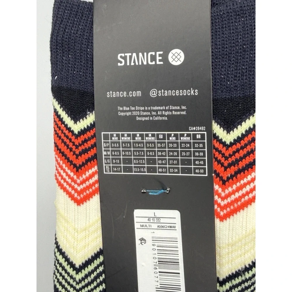 Stance Casual Crew Socks Multicolored Chevron Striped Men's Large NWT AS56C24WAV